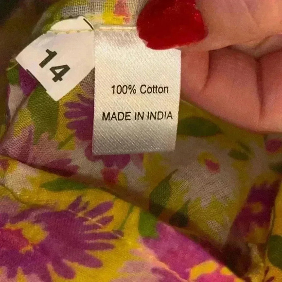 Banjanan Andrea pink yellow ruffle sleeve floral top size medium - Picture 6 of 6